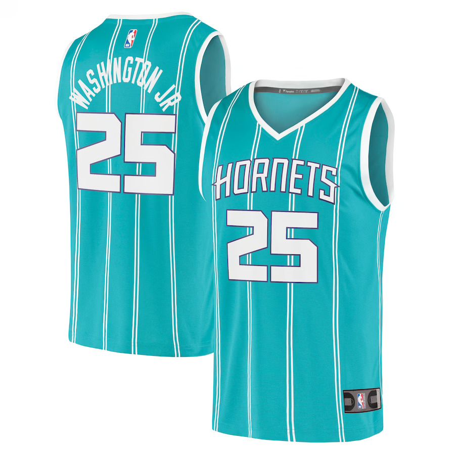 Men Charlotte Hornets 25 PJ Washington Jr Fanatics Branded Teal Fast Break Replica NBA Jersey